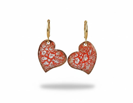 Enamel Earrings "Emilia's Valentine: Red Enamel Hearts" – Unique Pieces by Emilia's Enamel