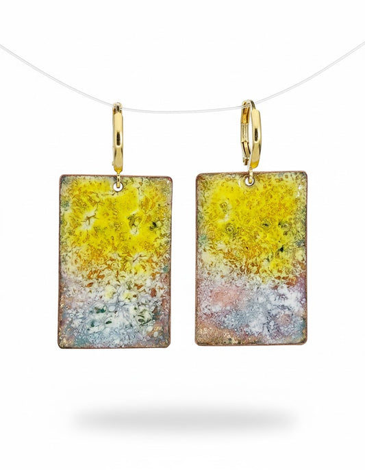 Unique Enamel Earrings Chagall's "Heavenly Light" in Chagall Style