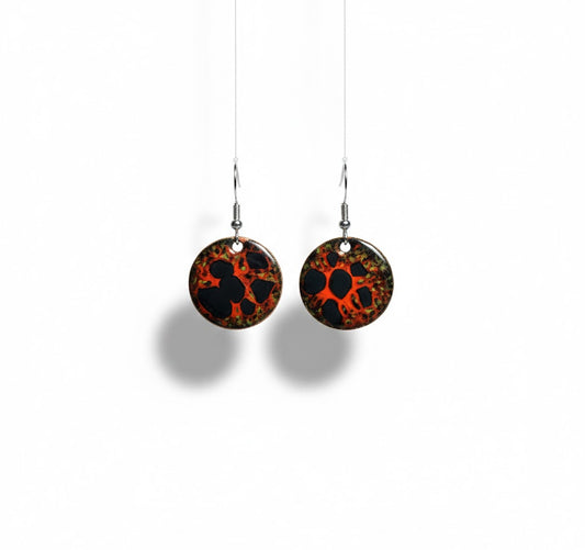 "Nightshade Glow" – Enamel Earrings in Gothic Addams Style
