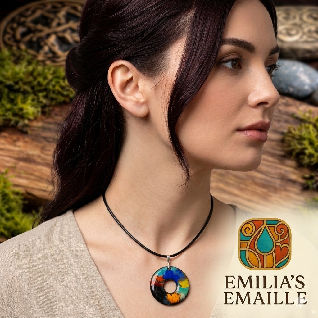 Emilia's Emaille: Anhänger „Klimts Erbe“ – Ein Meisterwerk aus Feuer & Farbe