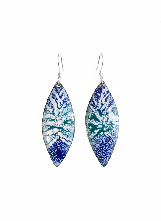 Enamel Drop Earrings "Frosty Winter Night" – One-of-a-Kind by Emilia's Enamel
