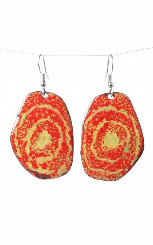 Enamel Earrings "African Sun" – Artistic Unique Piece by Emilia's Enamel