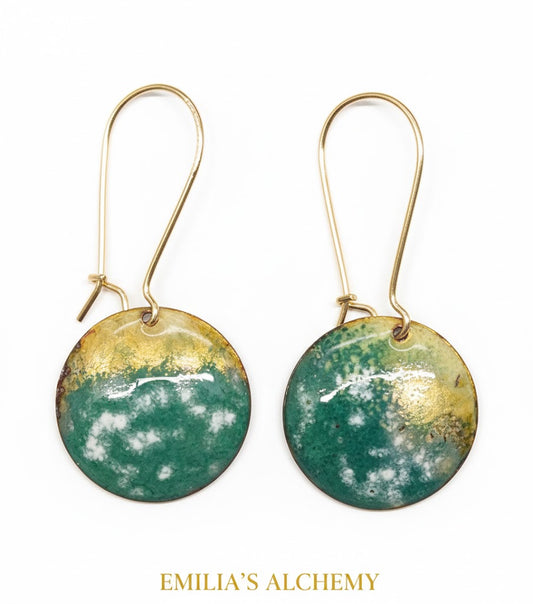 Enamel Earrings "Alchemist's Garden" - Round Unique Pieces by Emilia's Emaille