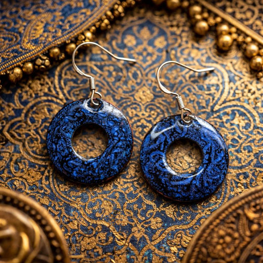 Emaille Ohrringe "Seidenpfad-Geheimnis" aus der Kollektion Fernöstliche Seide & Feuer