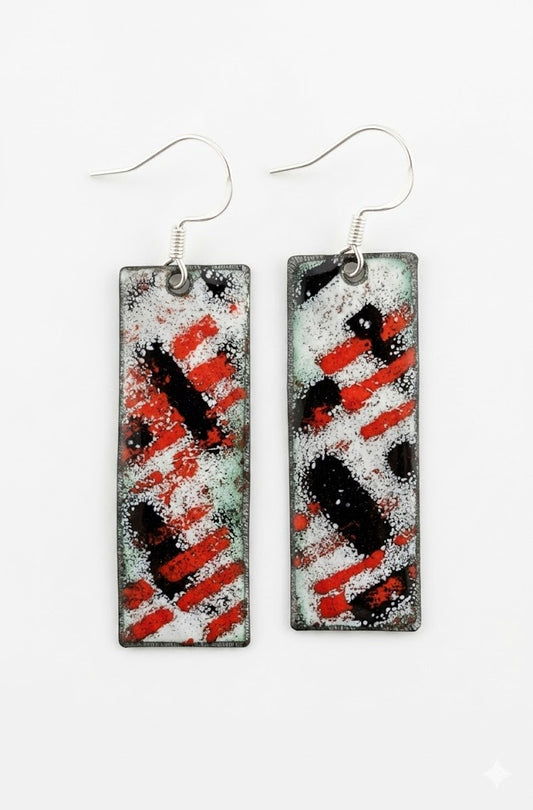 Handmade Enamel Suprematism Style Earrings "Fragment 01"