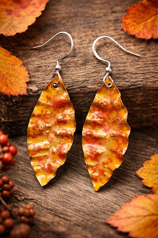 Emaille-Ohrringe "Herbstblatt" – Unikate von Emilia's Emaille