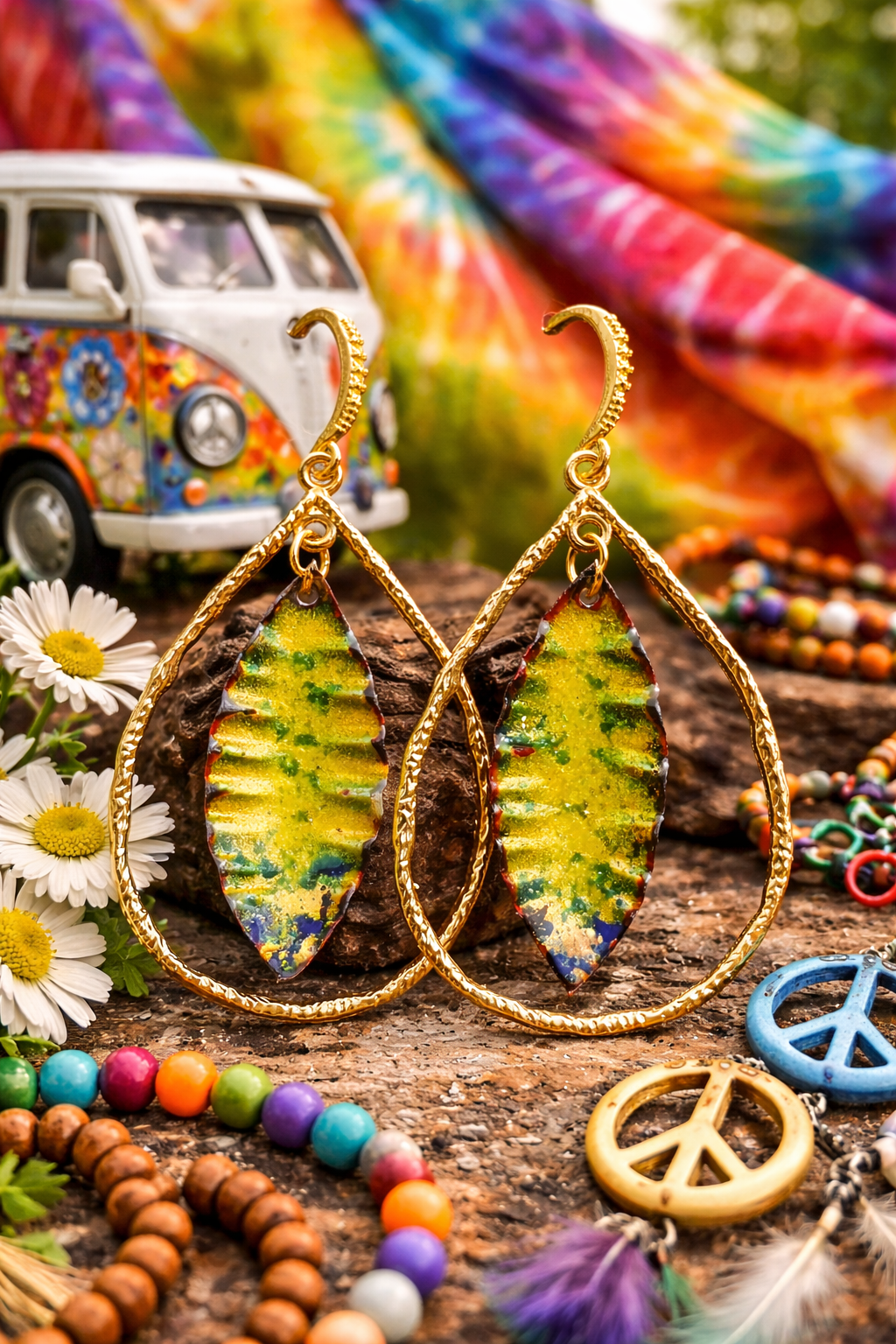 "Waldgeist" – Handgefertigte Emaille-Ohrringe im Boho-Chic