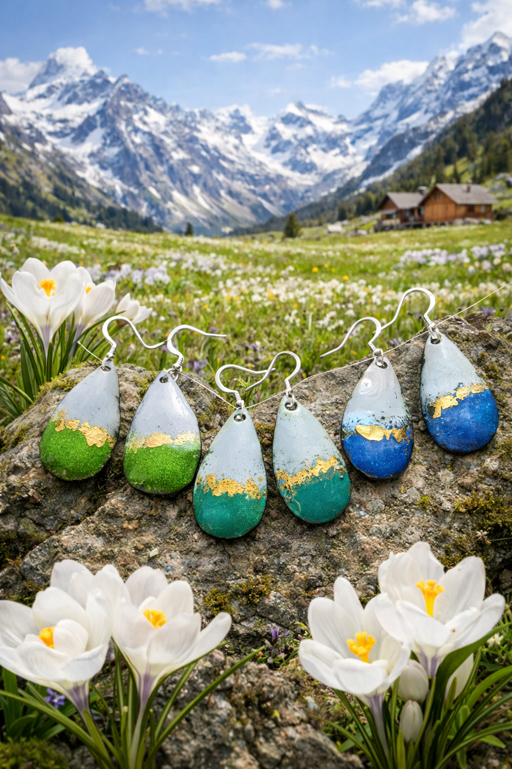 "Alpenrausch" Kollektion – Handgefertigte Emaille-Ohrringe: Die Poesie der Berge