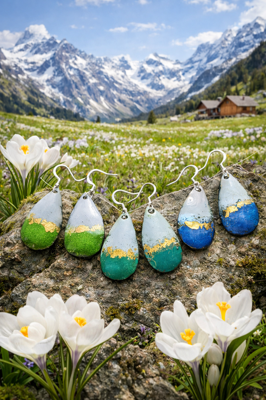 "Alpenrausch" Kollektion – Handgefertigte Emaille-Ohrringe: Die Poesie der Berge