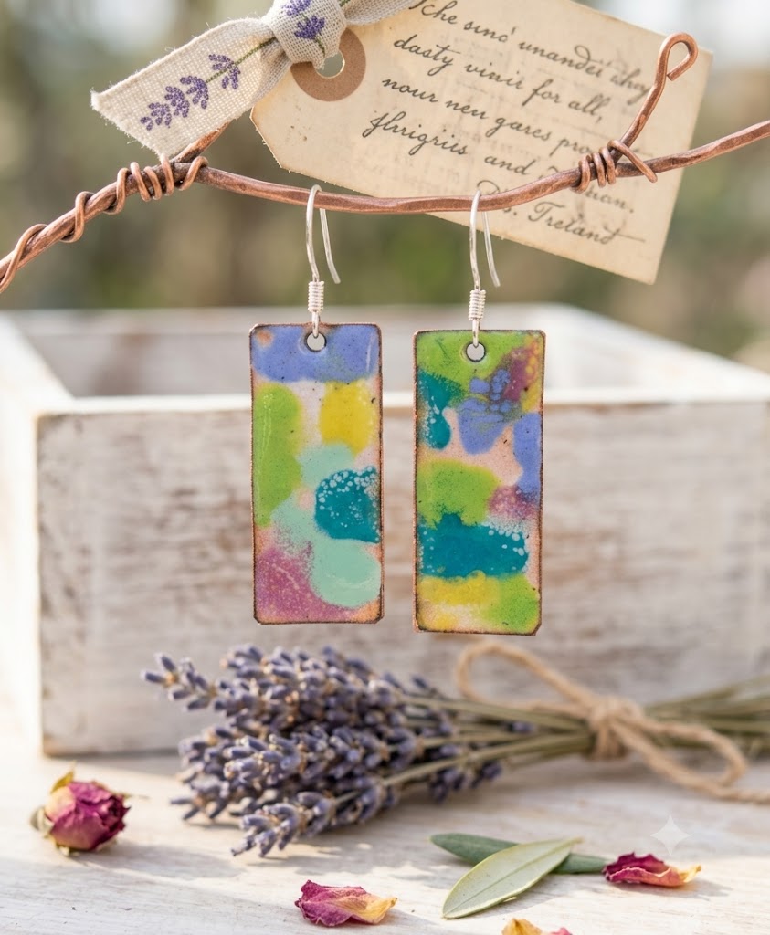 Handgefertigte Emaille-Ohrringe „Un Été en Provence“