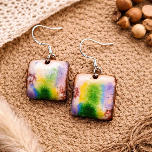 Emaille-Ohrringe "Farbmosaik"