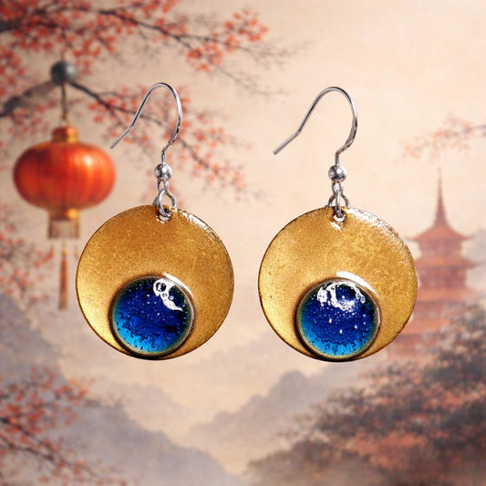 Emaille Ohrringe "Goldfisch-Glück" aus der Kollektion Fernöstliche Seide & Feuer