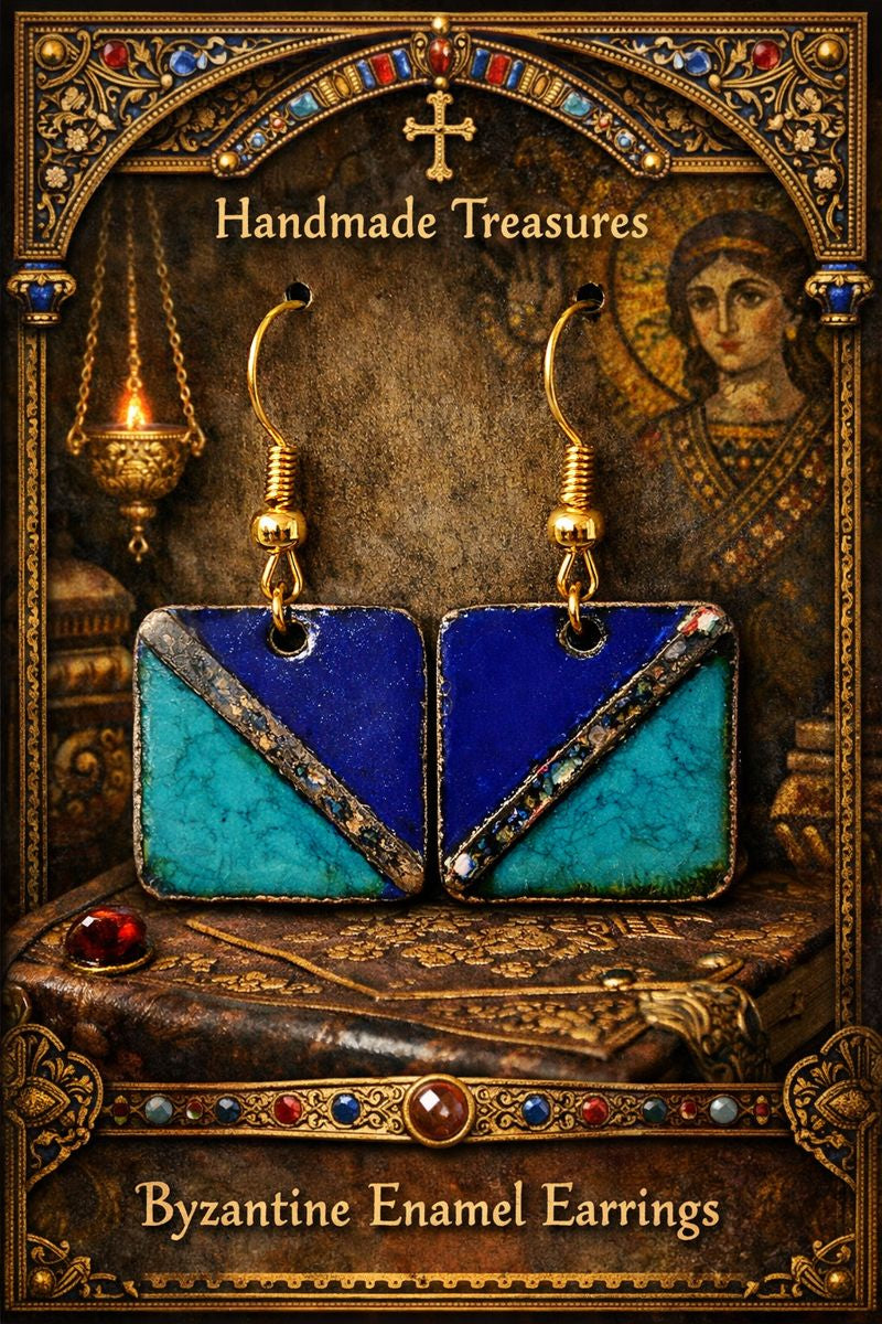 Emaille-Ohrringe „Byzanz-Mosaik“ – Emilia’s Emaille