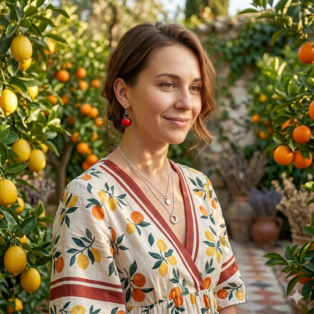 Provence Pomegranate Earrings "Rouge de Cassis"