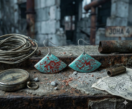 "Echo of the Zone" – Handmade Industrial-Look Enamel Earrings
