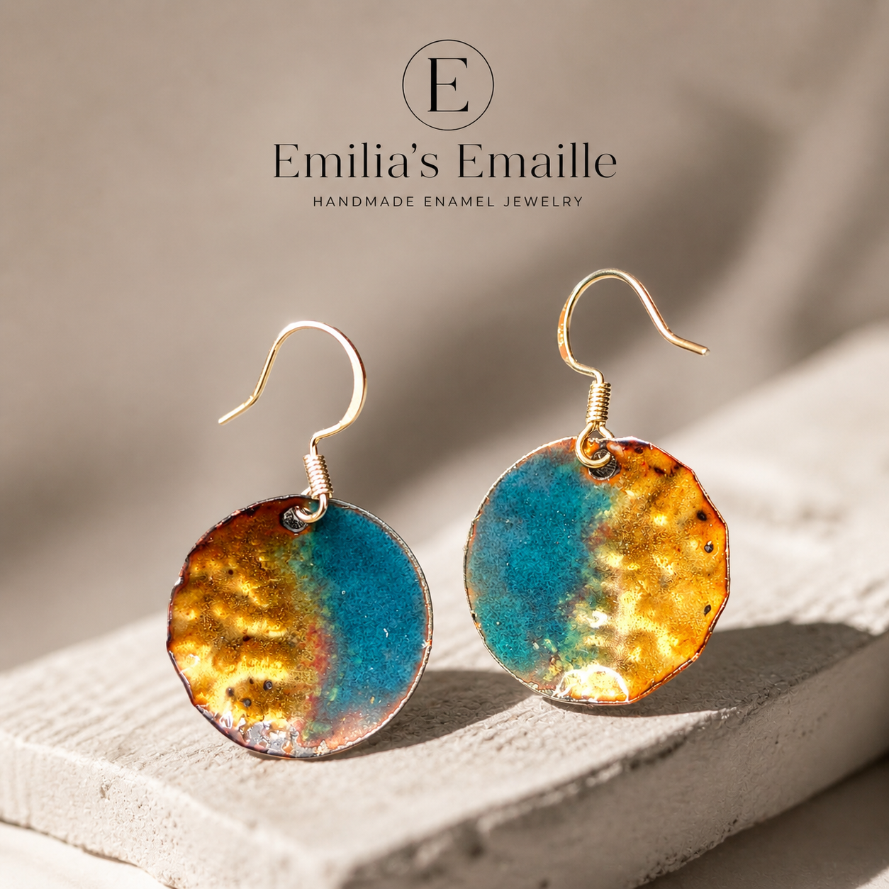 Emaille-Ohrringe „Industrial Patina“