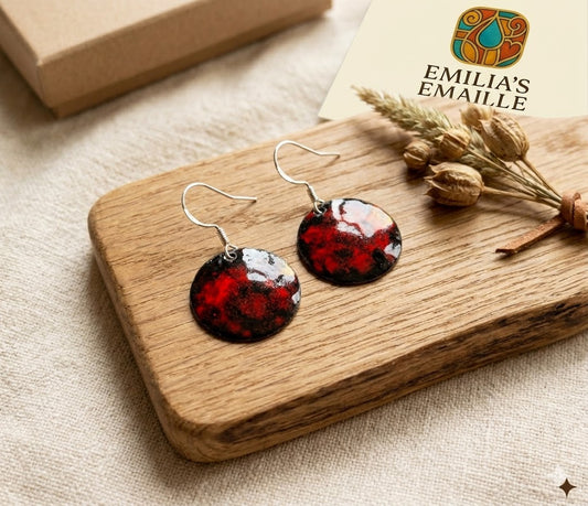 Handcrafted Enamel Earrings "Fire and Embers"