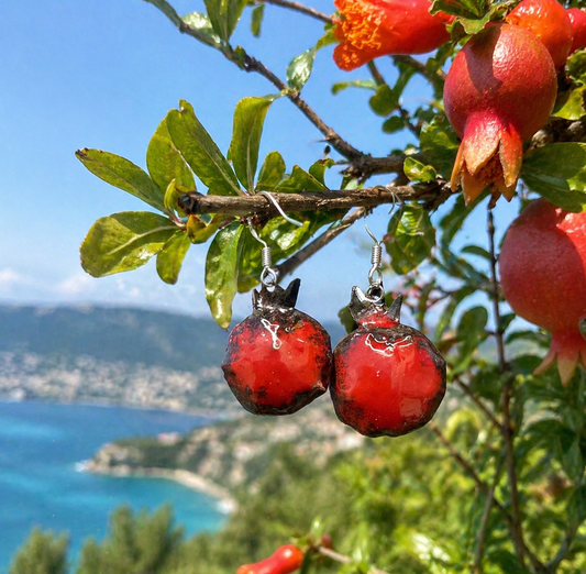 Provence Pomegranate Earrings "Rouge de Cassis"