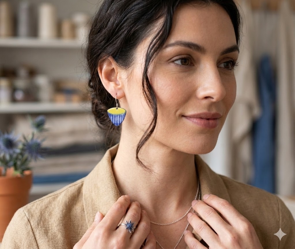 Boho Emaille Ohrringe „Sonnenmeer“ – Handgefertigte Unikate