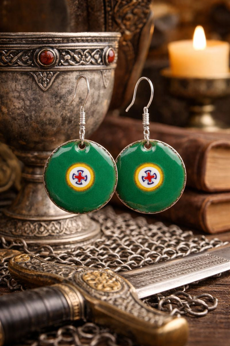 Emaille-Ohrringe "Das Siegel von Camelot"