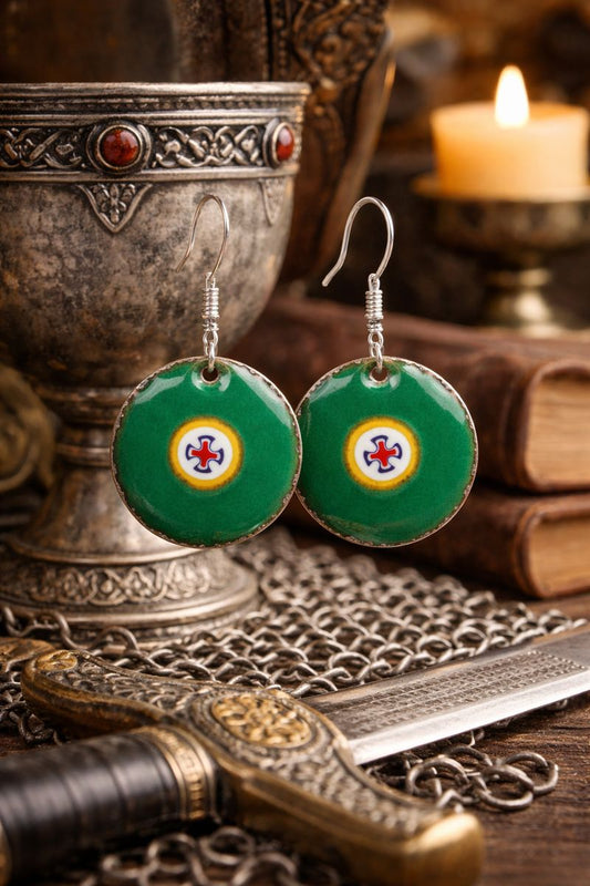 Emaille-Ohrringe "Das Siegel von Camelot"