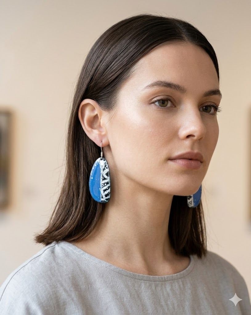 L'Azur Découpé – Enamel Earrings