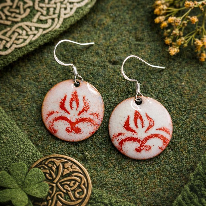 Enamel earrings "Red Lantern" from the Far Eastern Silk &amp; Fire collection