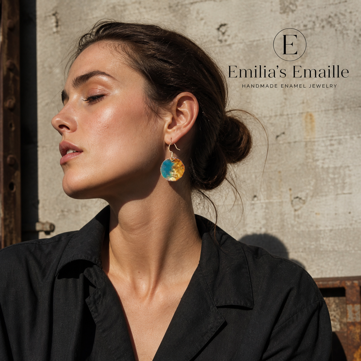 Emaille-Ohrringe „Industrial Patina“