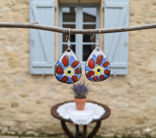 Emaille-Ohrringe "Provence-Blüte"