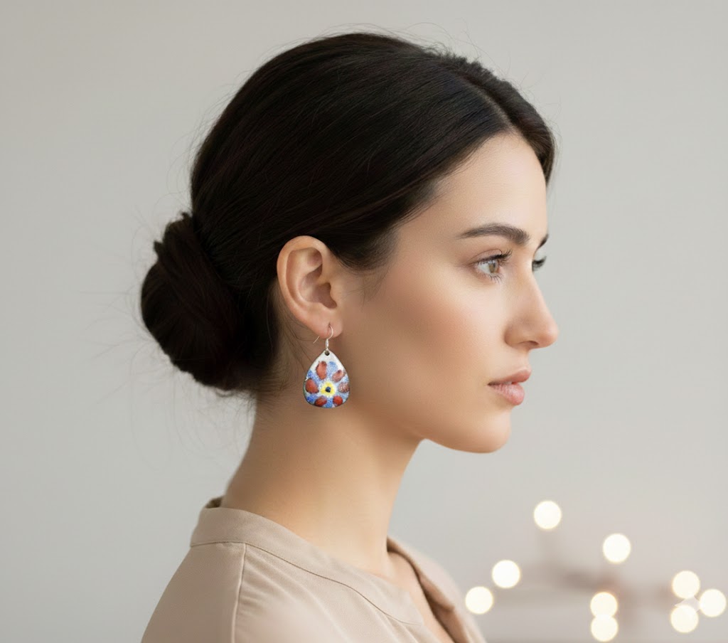 Emaille-Ohrringe "Provence-Blüte"