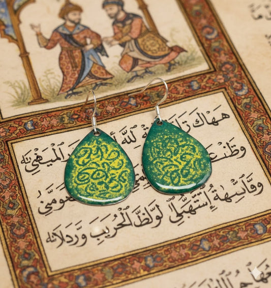 Emaille-Ohrringe "Smaragd-Labyrinth"