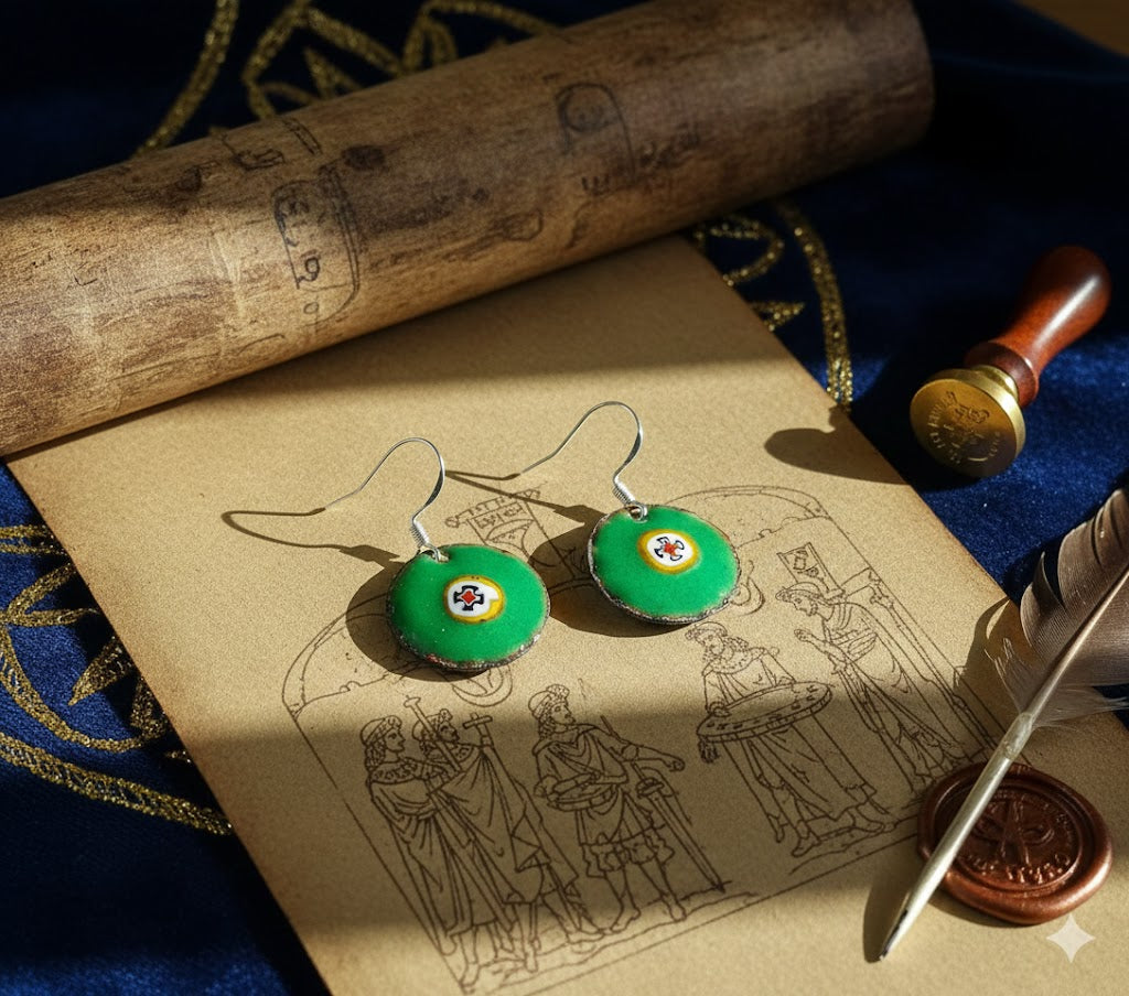 Emaille-Ohrringe "Das Siegel von Camelot"