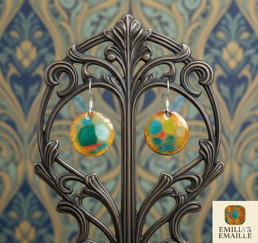 Emaille-Ohrringe „Mosaik-Garten“