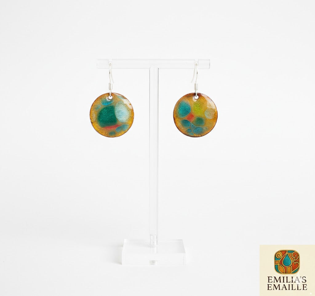 Emaille-Ohrringe „Mosaik-Garten“