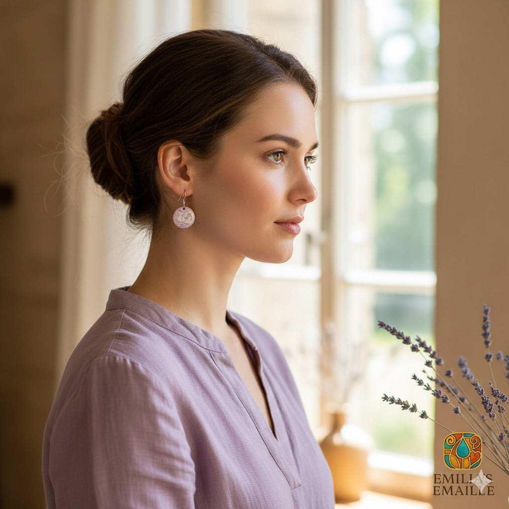 Emaille-Ohrringe „Lavendeltraum“