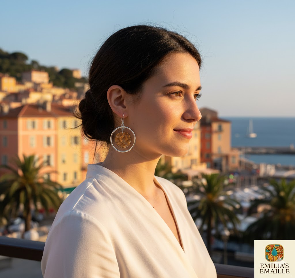 Emaille-Ohrringe "Kreise des Lichts "