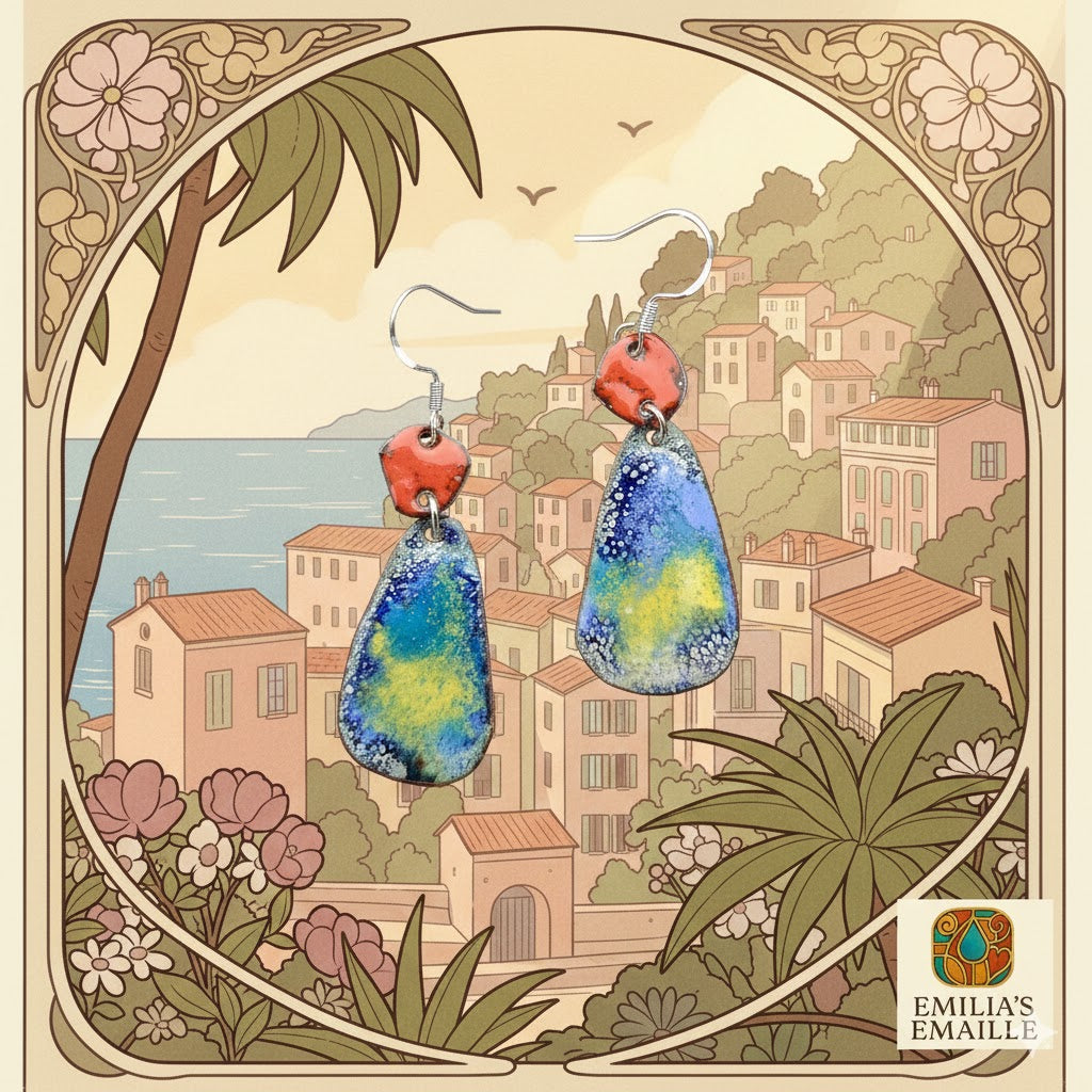 Emaille-Ohrringe "Farbenrausch des Südens "