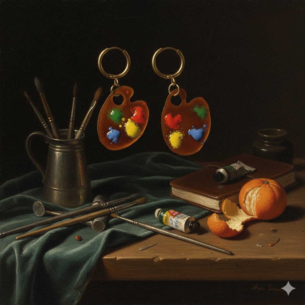 Emaille-Ohrringe „Die kleine Palette“ – Emilia’s Emaille