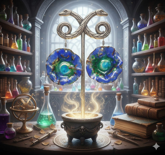 Emaille-Ohrringe "Alchemie des Ozeans" – Unikate von Emilia's Emaille