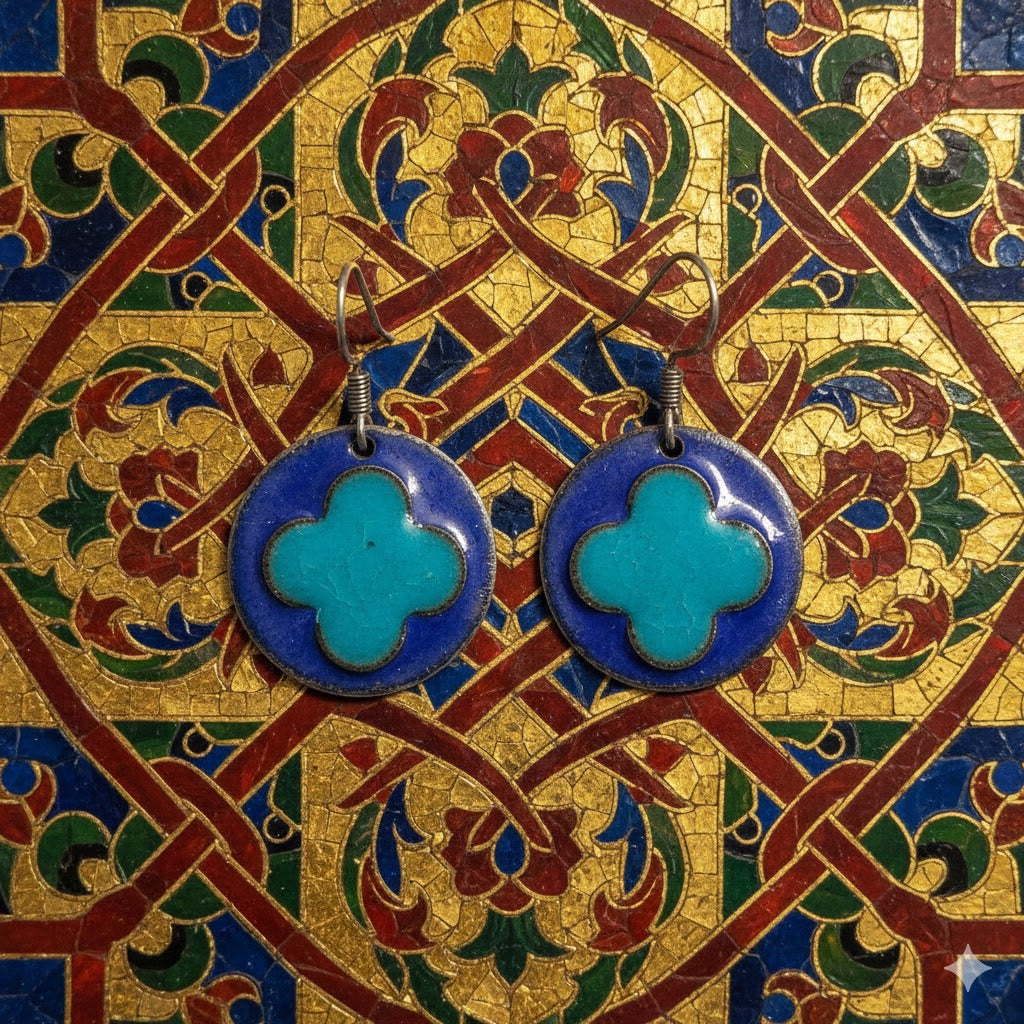Emaille-Ohrringe "Byzanz-Blüte" – Edle Unikate von Emilia's Emaille