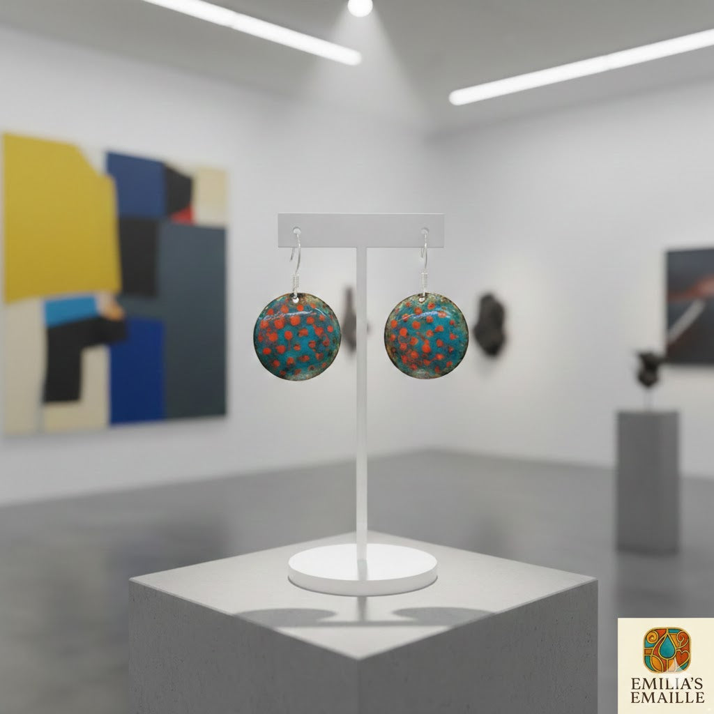 Emaille-Ohrringe "Abstrakte Leidenschaft" – Einzigartige Kunstwerke von Emilia's Emaille