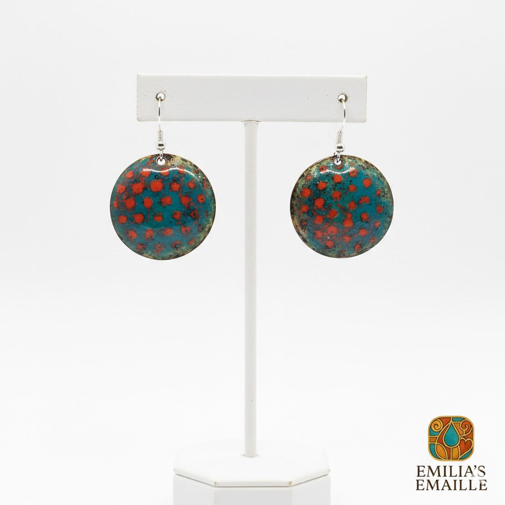 Emaille-Ohrringe "Abstrakte Leidenschaft" – Einzigartige Kunstwerke von Emilia's Emaille