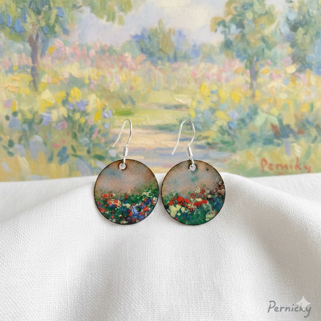 Emaille-Ohrringe "Monets Traum" im Impressionismus-Stil