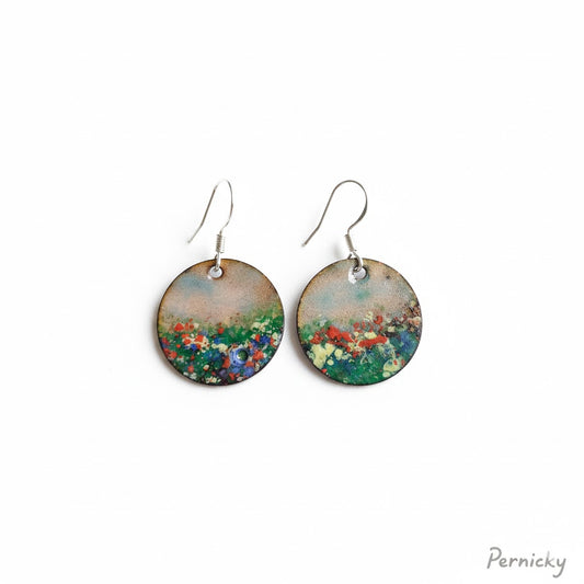 "Monet's Dream" Enamel Earrings in Impressionist Style