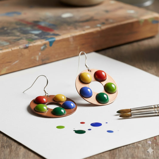 Einzigartige Emaille-Ohrringe "Palette der Träume" für Kunstliebhaber