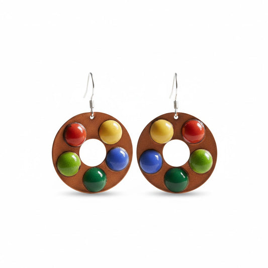 Unique Enamel Earrings "Palette of Dreams" for Art Lovers