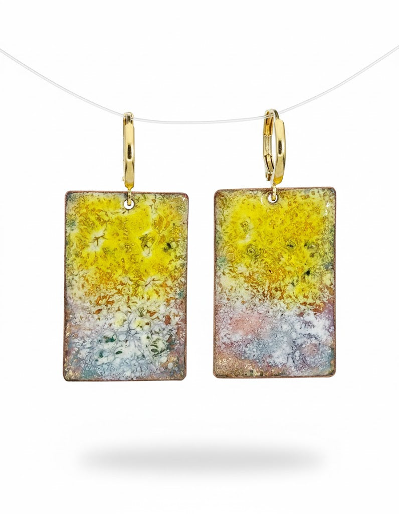 Einzigartige Emaille-Ohrringe Chagalls "Himmelslicht" im Chagall-Stil