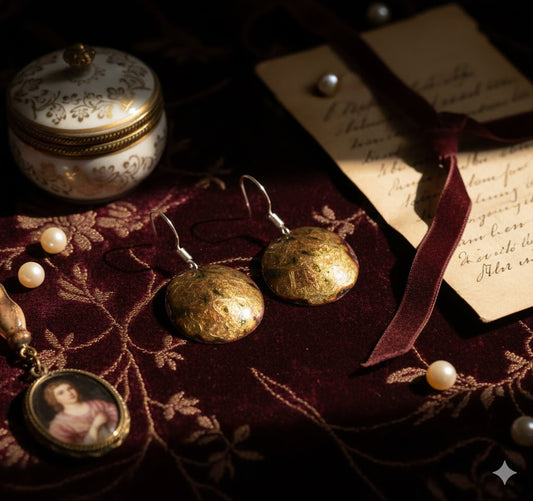 "Versailles Gold" – Handgefertigte Emaille-Ohrringe: Glanz des 18. Jahrhunderts