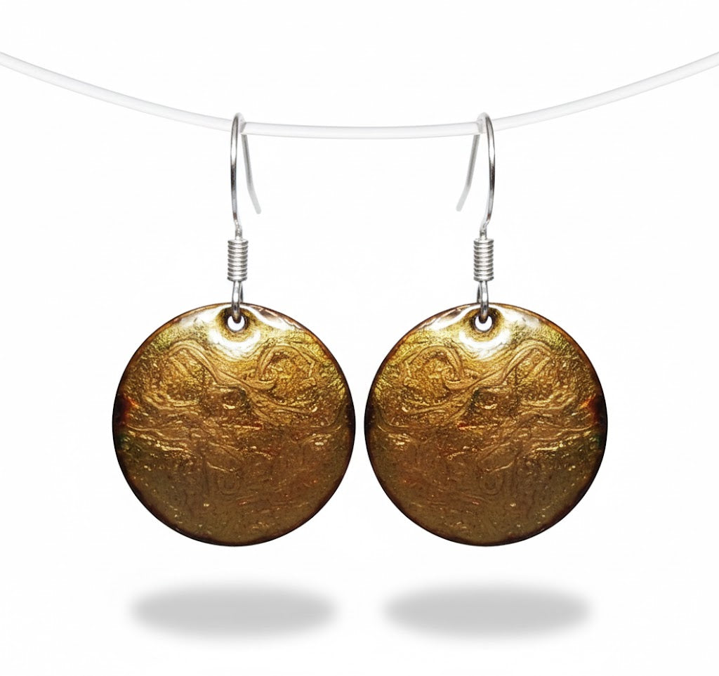 "Versailles Gold" – Handgefertigte Emaille-Ohrringe: Glanz des 18. Jahrhunderts