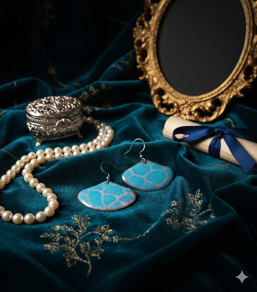 "Rosée Rococo" – Handgefertigte Emaille-Ohrringe: Zarte Eleganz des 18. Jahrhunderts